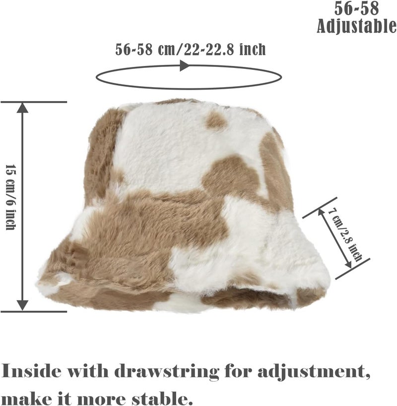 Yonchic Store Winter Soft Faux Fur Plush Bucket Hat, Lovely Fisherman Cap, Fashion Outdoor Thick Warm Sun Cap for Women - Image 2